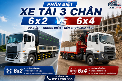 Phân biệt xe tải 3 chân 6x2 và 6x4 | Nên chọn loại nào?